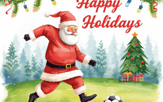 Santa Claus Playing Soccer – Christmas Party & Holiday Fun Collection