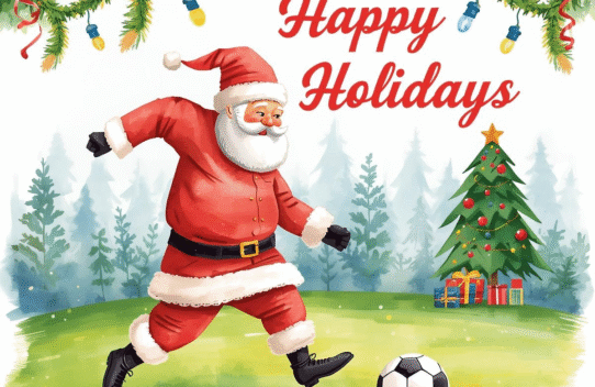 Santa Claus Playing Soccer – Christmas Party & Holiday Fun Collection